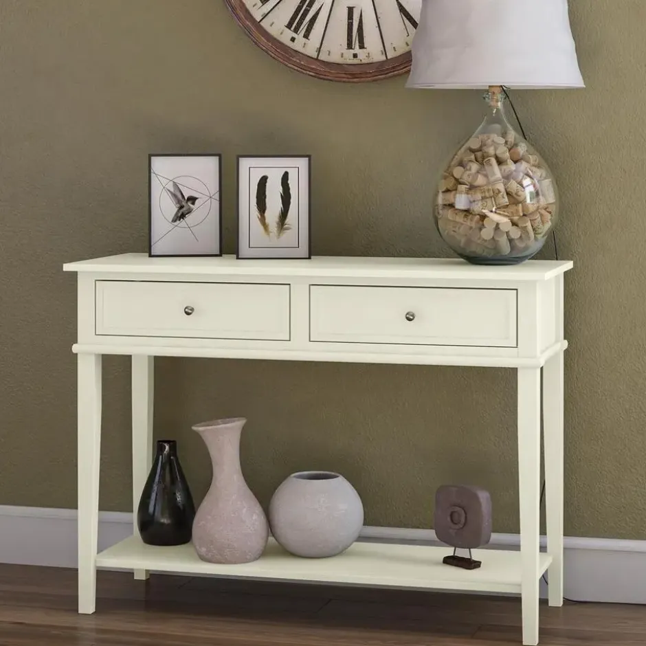 Franklin - Consoletafel met 2 laden in wit MDF