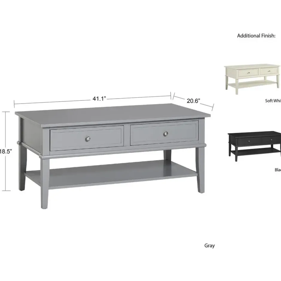 Franklin - Salontafel met 2 laden in grijs MDF