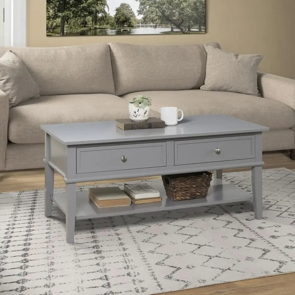 Franklin - Salontafel met 2 laden in grijs MDF
