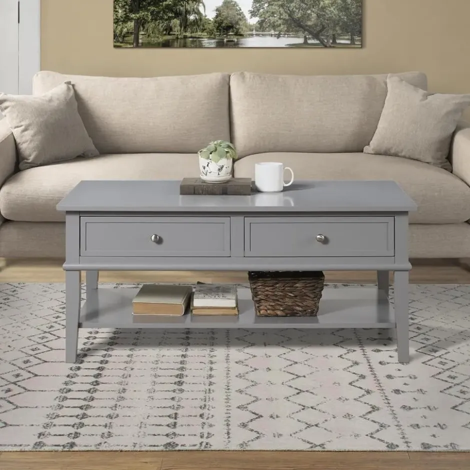 Franklin - Salontafel met 2 laden in grijs MDF
