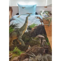 FREEK VONK Dappere Dinos dekbedovertrek - 140x200 - Naturel