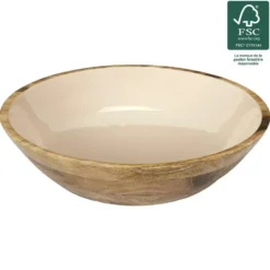 Fruitschaal/salade - serveer schaal - mango hout - D33 x H8 cm