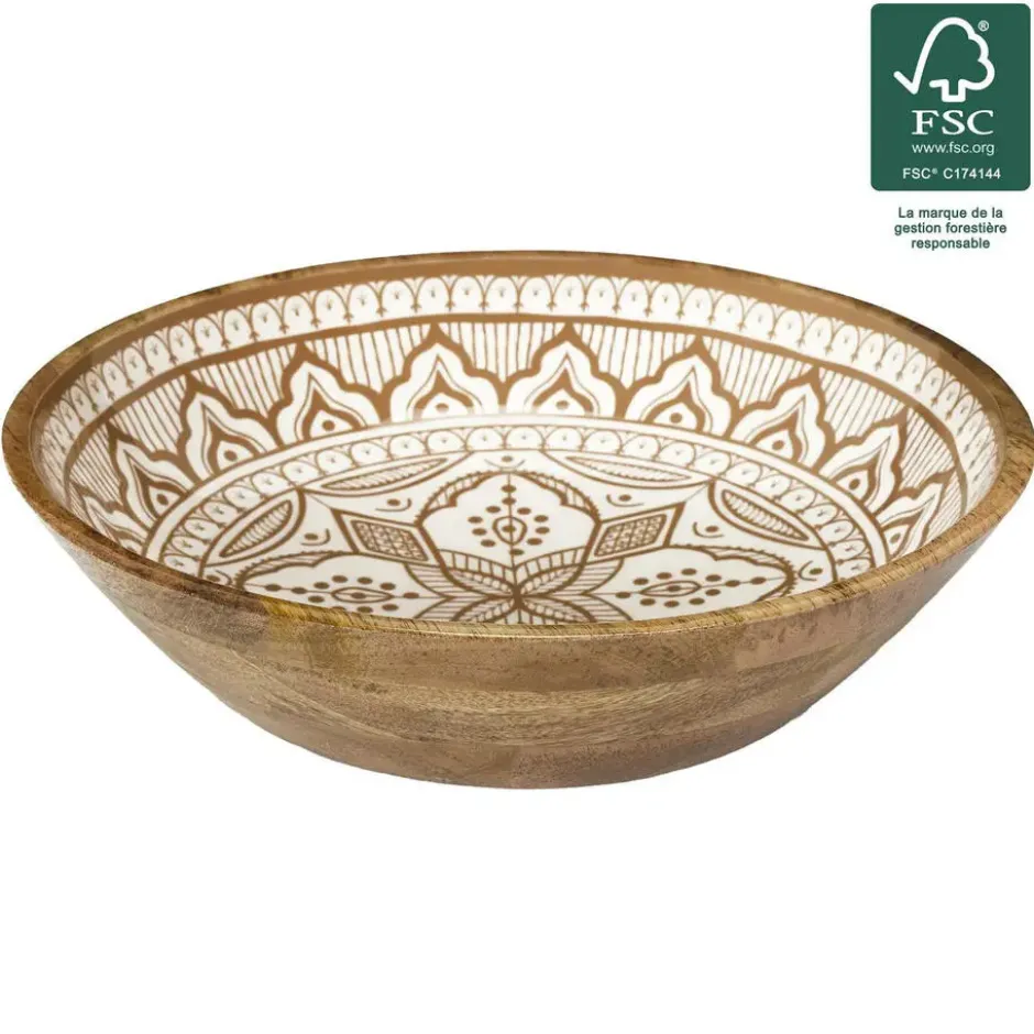 Fruitschaal/salade - serveer schaal - mango hout - D33 x H8 cm