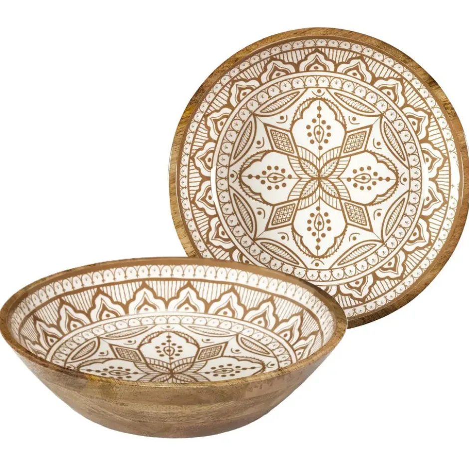 Fruitschaal/salade - serveer schaal - mango hout - D33 x H8 cm