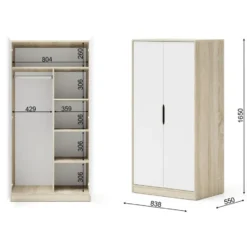 Functionele kledingkast Samoa-Fuji 165 cm sonoma eik / mat wit