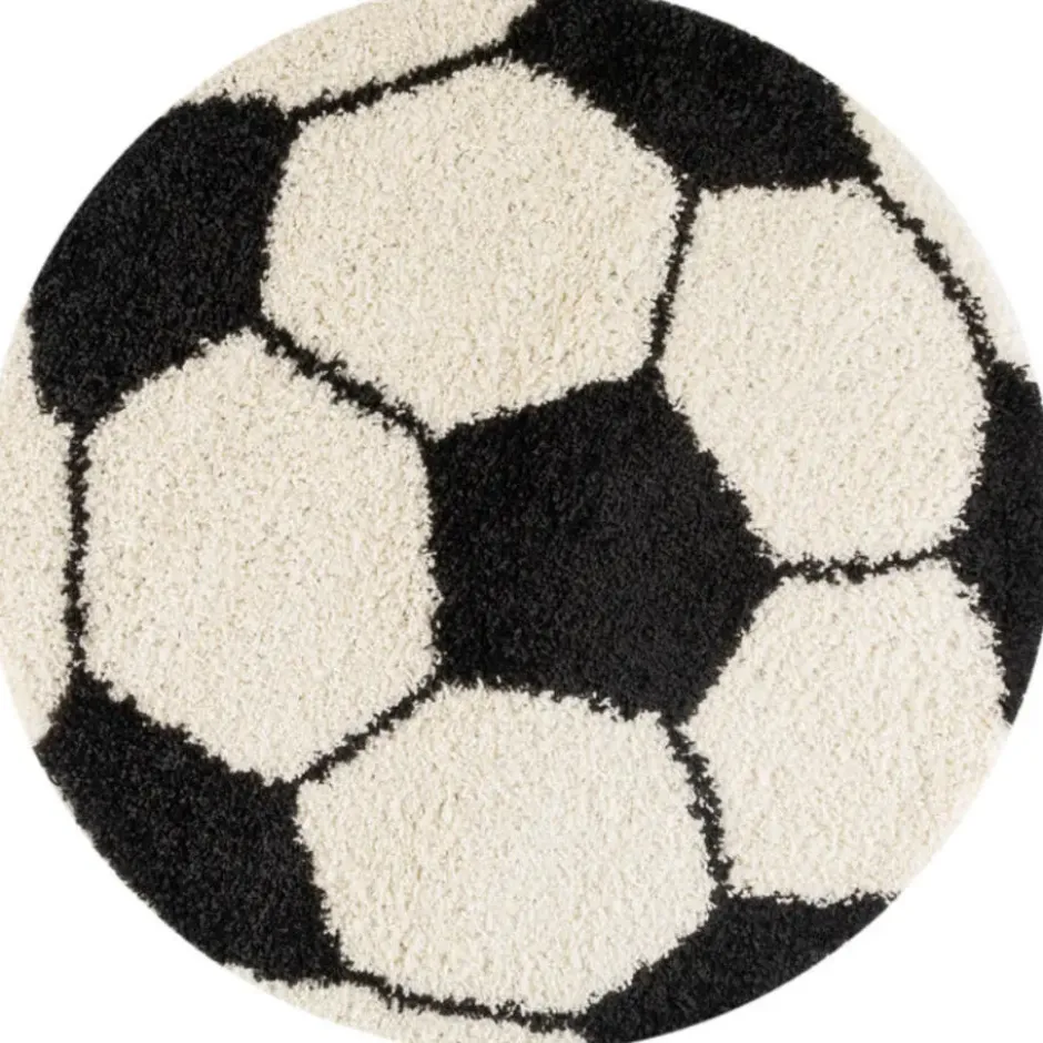 Fun Rond Voetbal Kinderkleed Hoogpolig Zwart Wit - 120 CM Ø