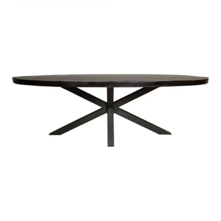 Furndea Eettafel Morada industrieel ovaal mangohout zwart 300x120x76cm