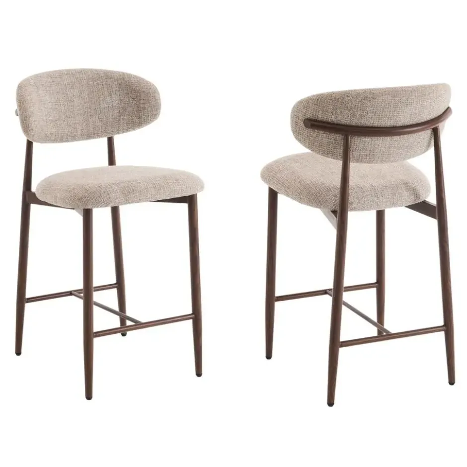 Furnihaus - Barkrukken set van 2 - Celia - Taupe Walnoot Santi