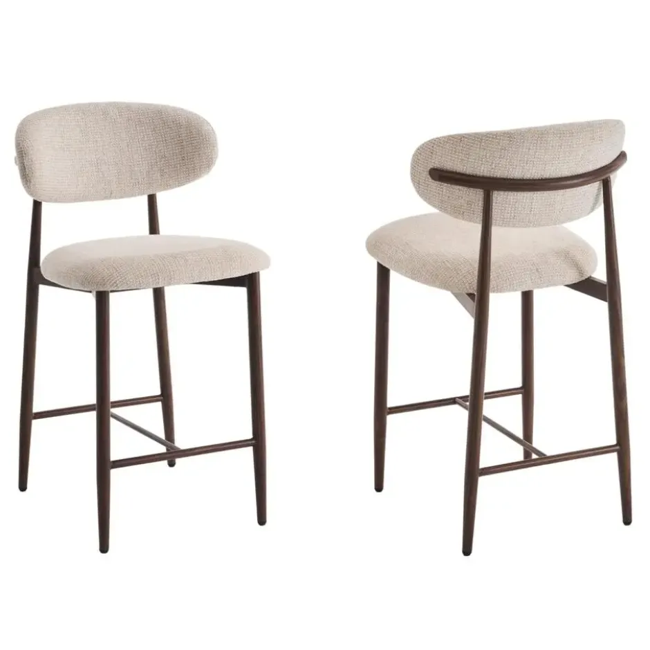 Furnihaus - Barkrukken set van 2 - Celia - Beige Walnoot Santi