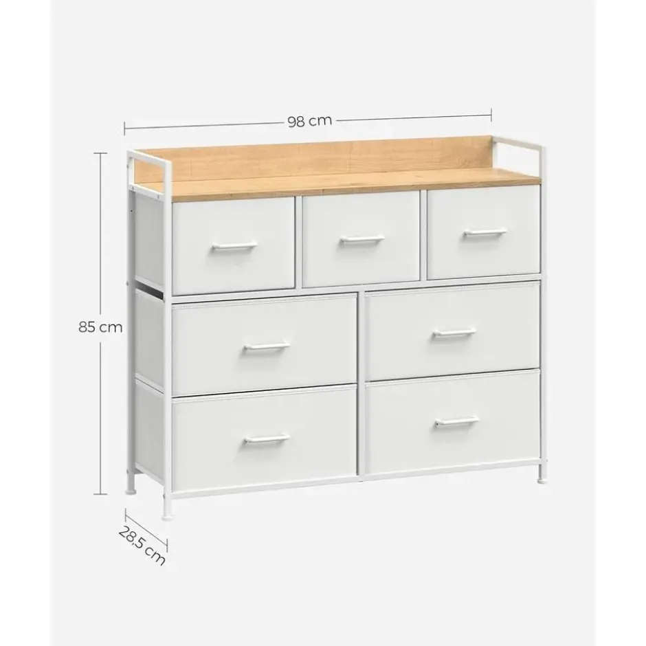 Furnihaus Commode kast 7 stoffen laden met handgrepen metalen frame industrieel