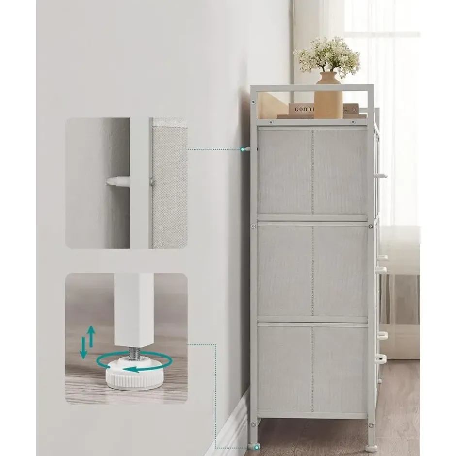 Furnihaus Commode kast 7 stoffen laden met handgrepen metalen frame industrieel