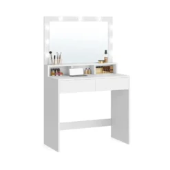 Furnihaus Kaptafel cosmeticatafel met 9 LED lampen en spiegel instelbare