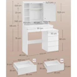 Furnihaus Kaptafel LED 3 kleuren lichtsterkte instelbaar met spiegel voor