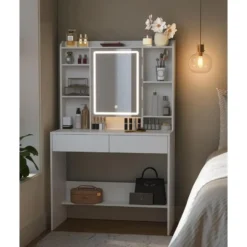 Furnihaus Kaptafel met LED 3 kleuren met instelbare lichtsterkte met spiegel