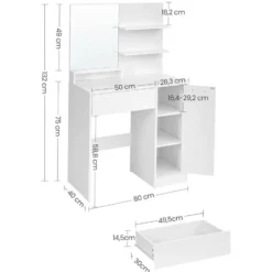 Furnihaus Kaptafel met rechthoekige spiegel en 1 lade cosmetische tafel