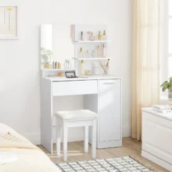 Furnihaus Kaptafel met rechthoekige spiegel en 1 lade cosmetische tafel