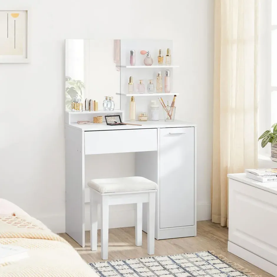 Furnihaus Kaptafel met rechthoekige spiegel en 1 lade cosmetische tafel