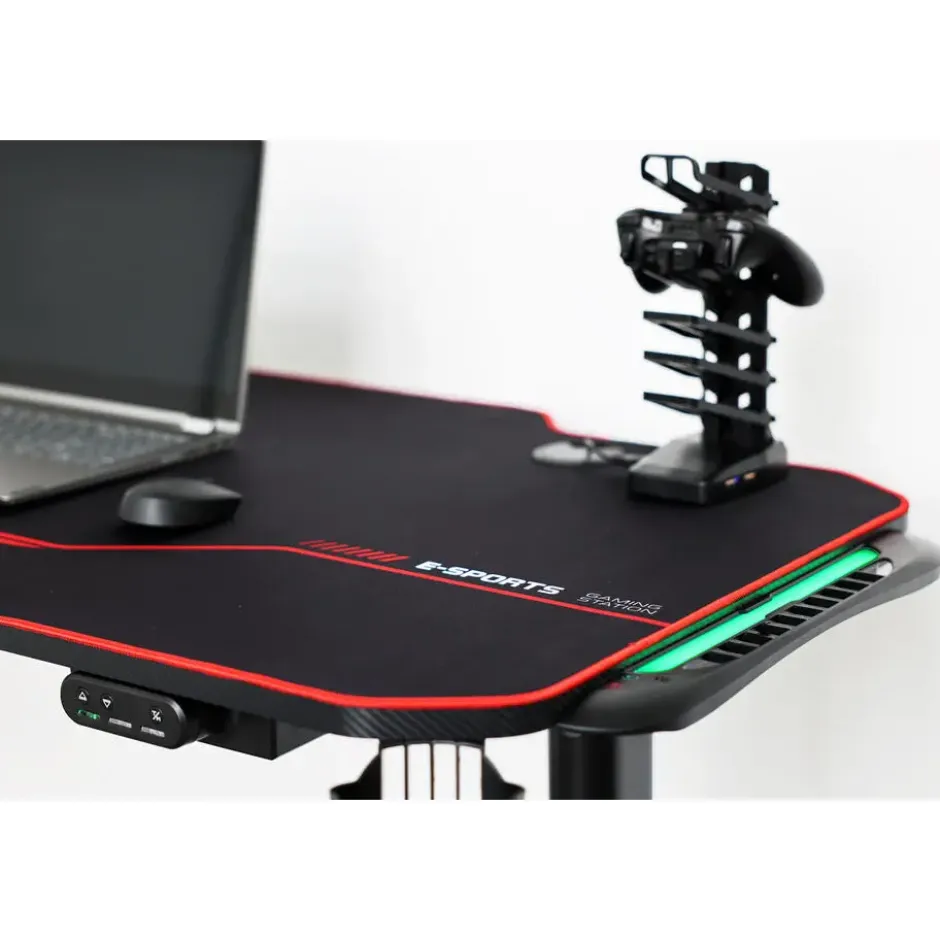 Gaming bureau zwart/rood - Elektrisch verstelbaar - 140x66 cm