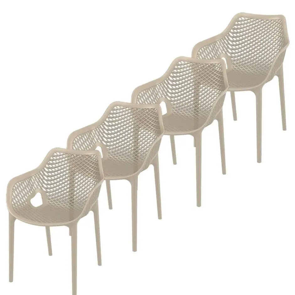 Garden Impressions Air XL design tuinstoel taupe - 4 stuks