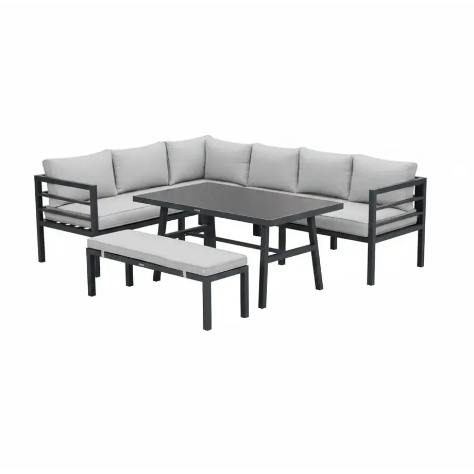 Garden Impressions Bleco II lounge-diningset- carbon black-desert sand
