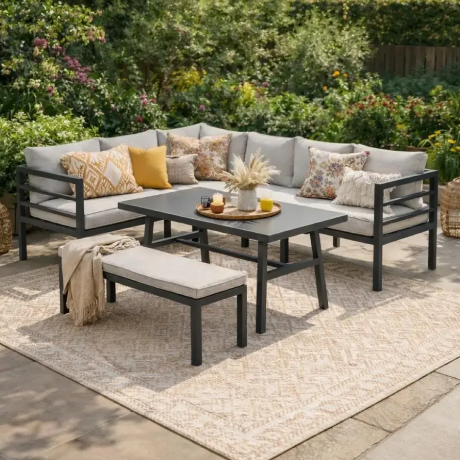 Garden Impressions Bleco II lounge-diningset- carbon black-desert sand