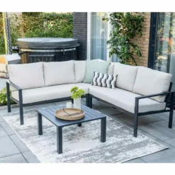 Garden Impressions Durban loungeset hoek 4-delig - desert sand