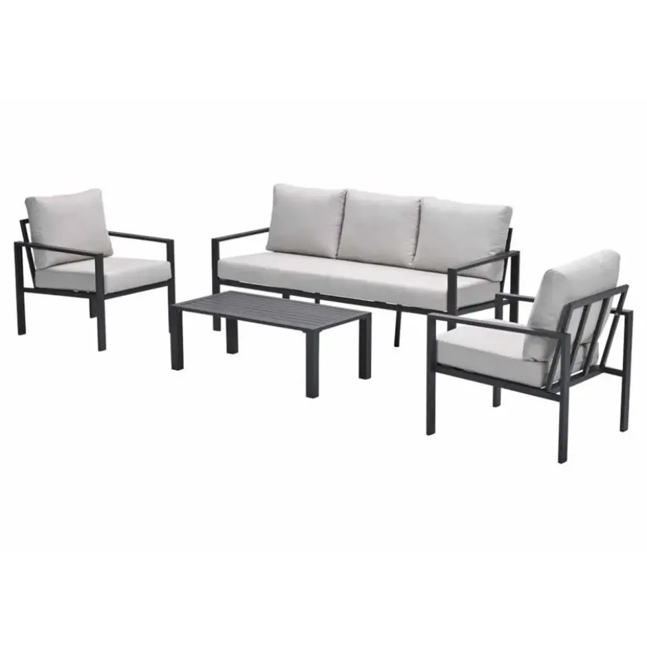 Garden Impressions Durban loungeset 4-delig donker grijs - desert sand