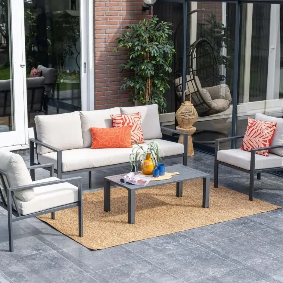 Garden Impressions Durban loungeset 4-delig donker grijs - desert sand