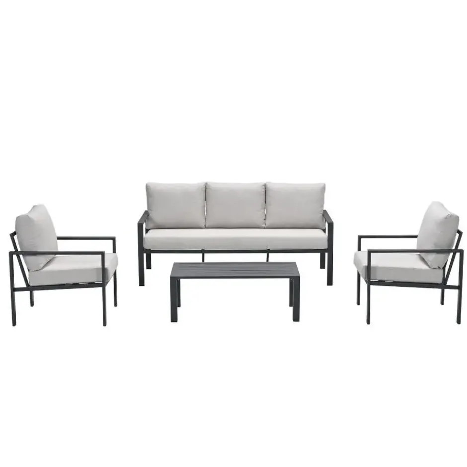Garden Impressions Durban loungeset 4-delig donker grijs - desert sand