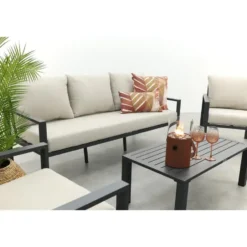 Garden Impressions Durban loungeset 4-delig donker grijs - desert sand