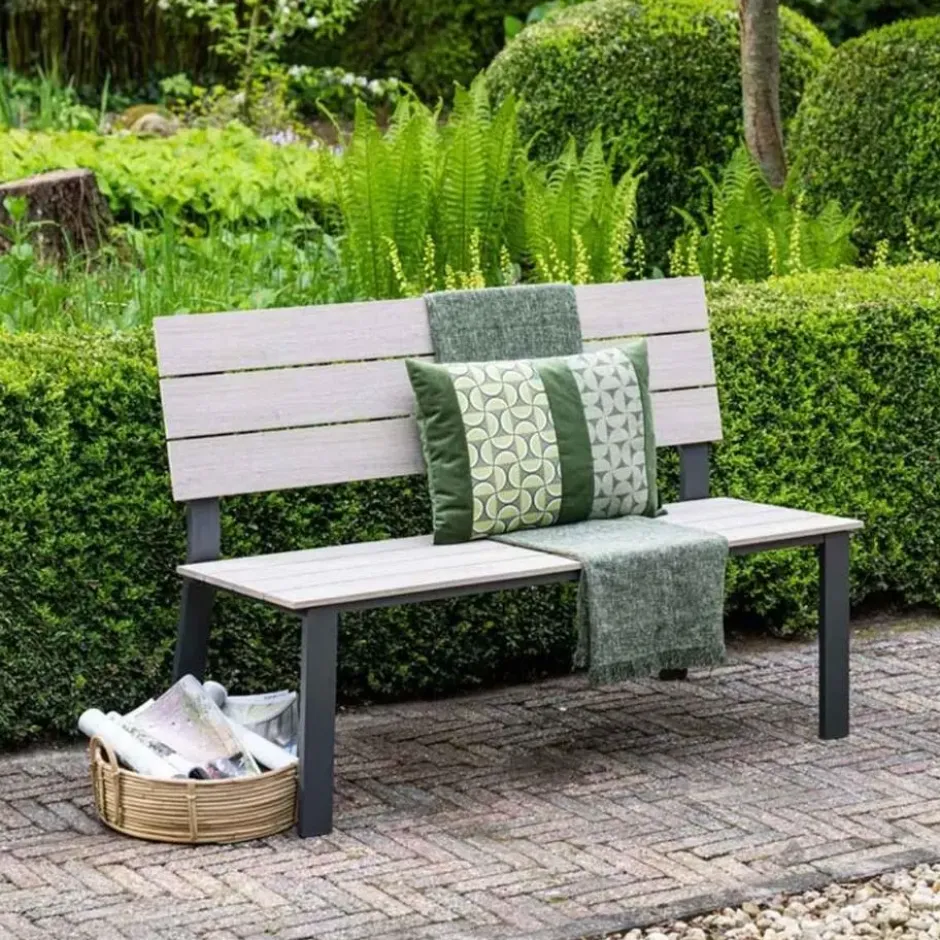 Garden Impressions Ellen parkbank donker grijs - light teak Vironwood
