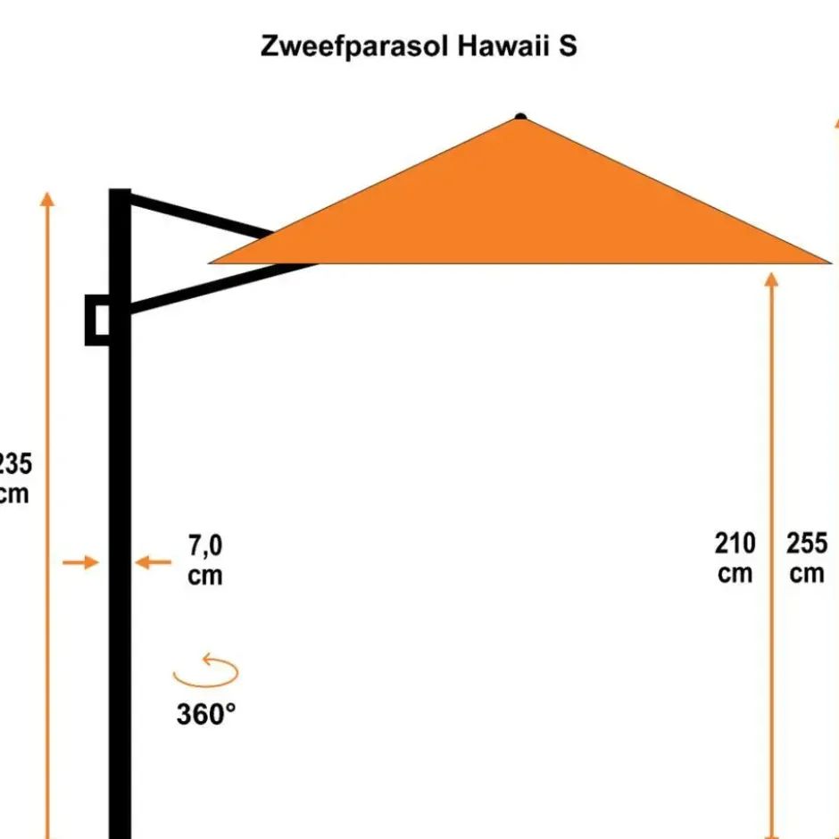Garden Impressions Hawaii zweefparasol S 250x250 - d. grijs - zand