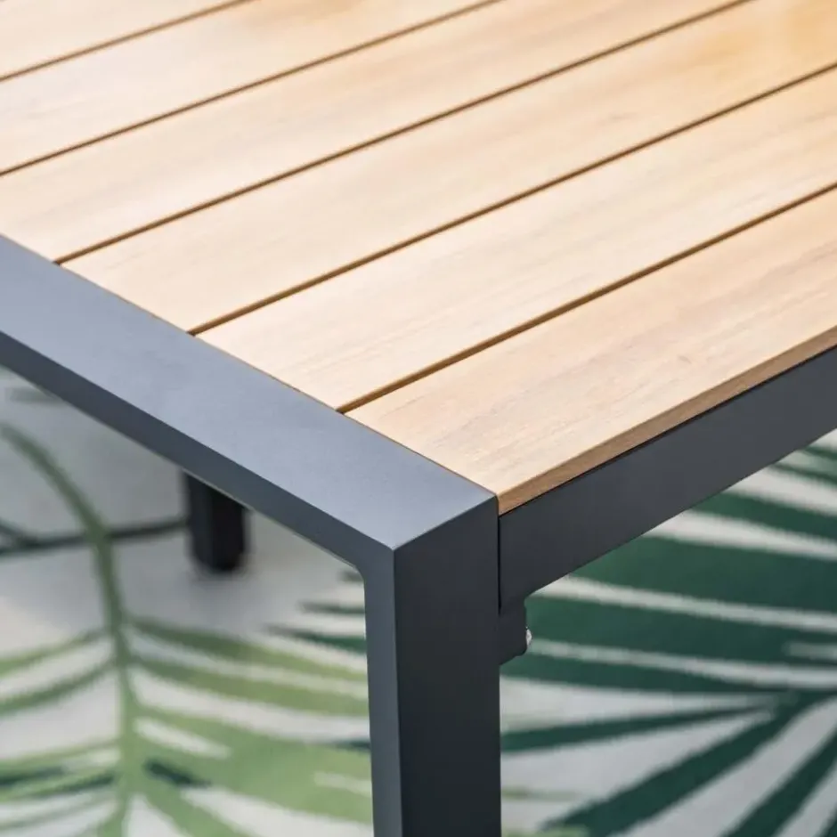 Garden Impressions Kasper tuintafel 160x84xH72 cm - donker grijs - teak look
