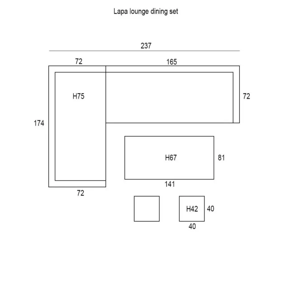 Garden Impressions Lapa lounge dining set 5-delig - grijs