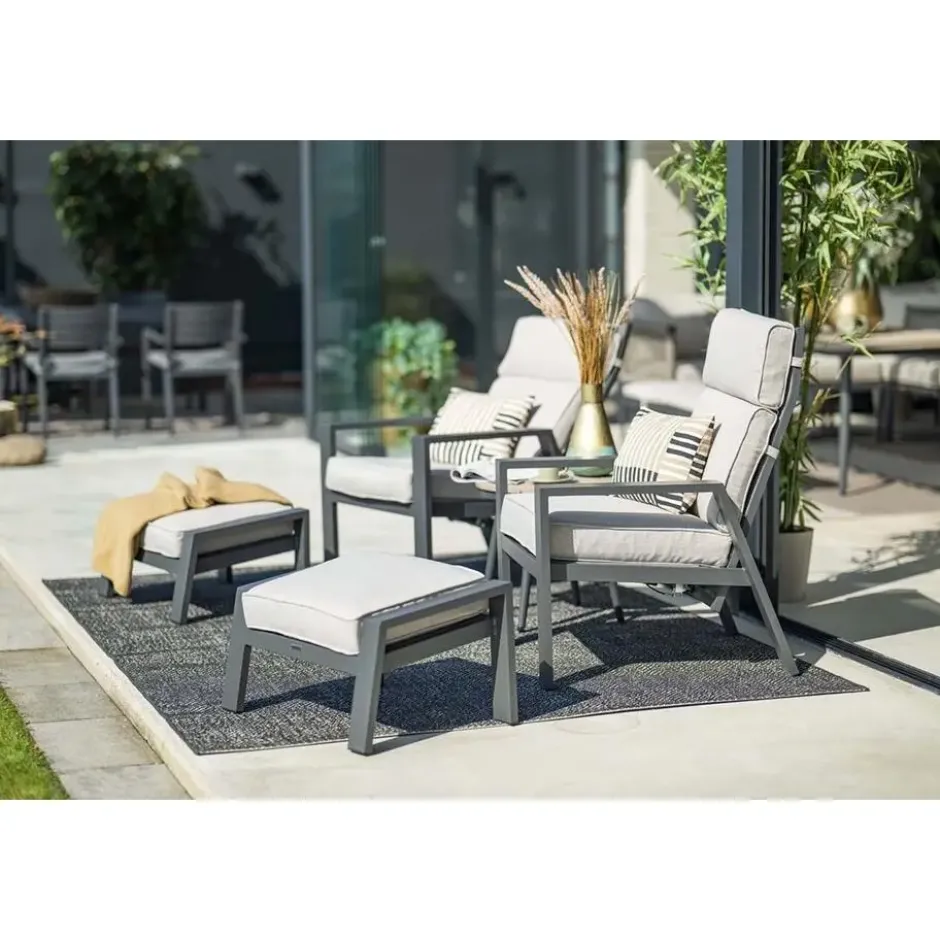 Garden Impressions Max loungestoel + voetenbank - Carbon black/Sand