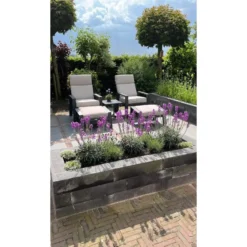 Garden Impressions Max loungestoel + voetenbank - Carbon black/Sand