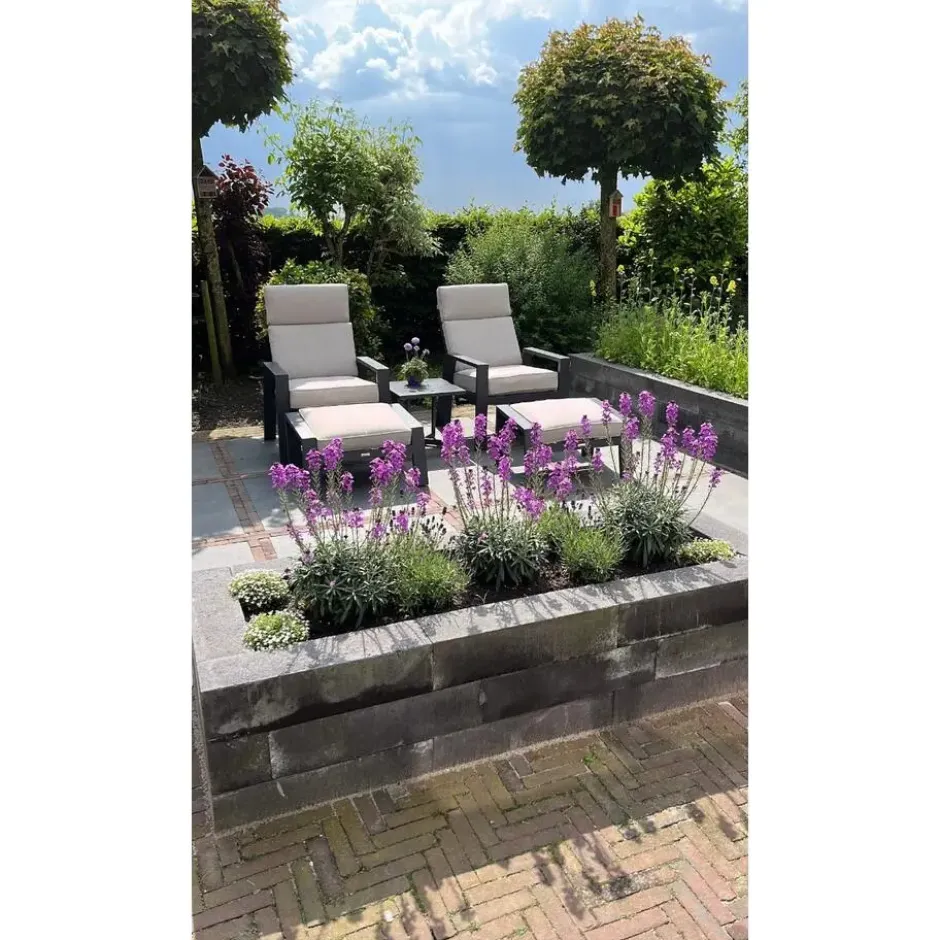 Garden Impressions Max loungestoel + voetenbank - Carbon black/Sand