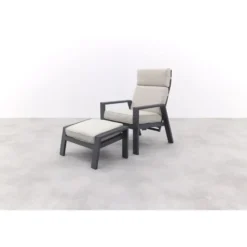 Garden Impressions Max loungestoel + voetenbank - Carbon black/Sand