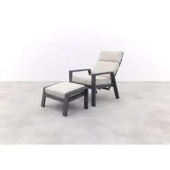 Garden Impressions Max loungestoel + voetenbank - Carbon black/Sand