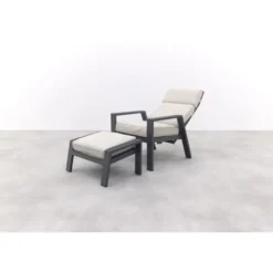 Garden Impressions Max loungestoel + voetenbank - Carbon black/Sand