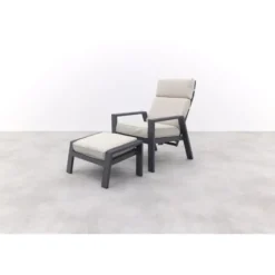 Garden Impressions Max loungestoel + voetenbank - Carbon black/Sand