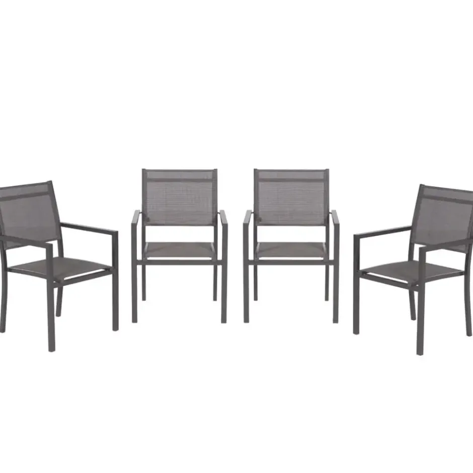 Garden Impressions Moon tuinstoelen set van 4 – carbon black / antraciet