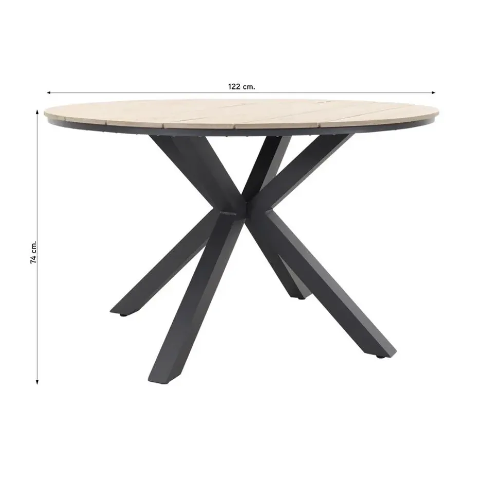 Garden Impressions Tulli tuintafel 122 cm - licht bruin