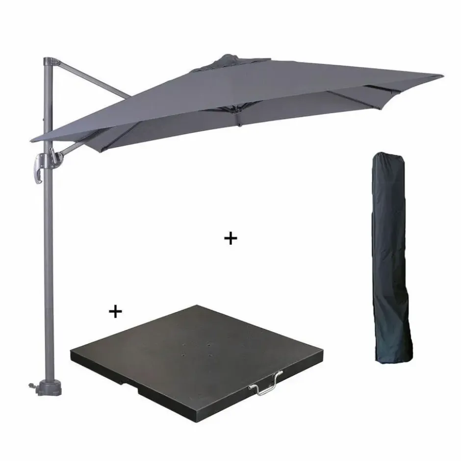 Garden Impressions zweefparasol S 250x250 - d. grijs met voet en hoes