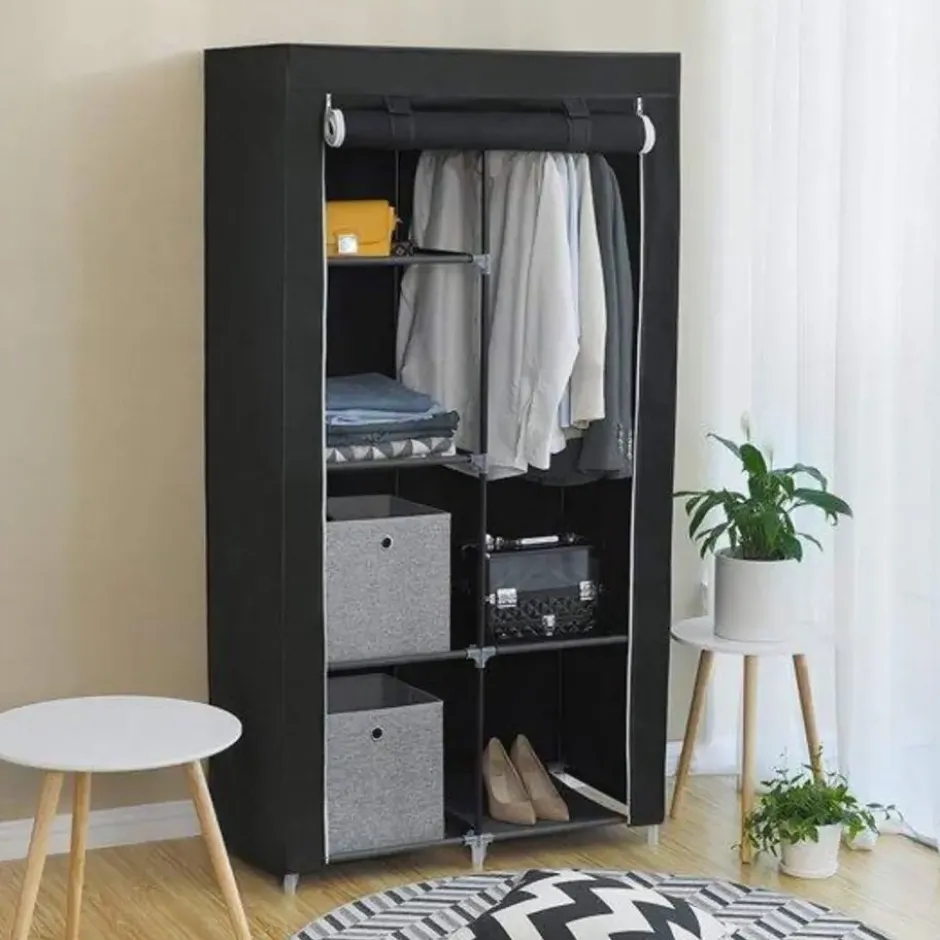 Garderobekast XL - Kledingkast - Opvouwbare Garderobekast Zwart -170x88x45