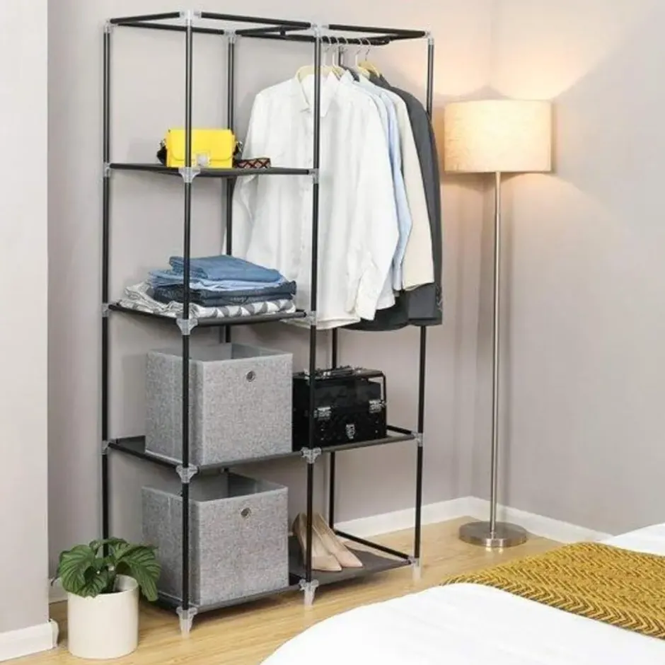 Garderobekast XL - Kledingkast - Opvouwbare Garderobekast Zwart -170x88x45