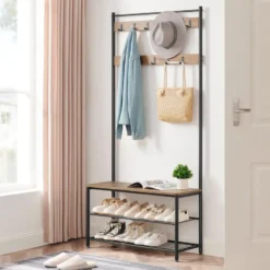 Garderoberek XL met Schoenenbank, Kapstok, H 175 cm en B 85 cm, Ashwood