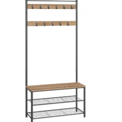 Garderoberek XL met Schoenenbank, Kapstok, H 175 cm en B 85 cm, Ashwood