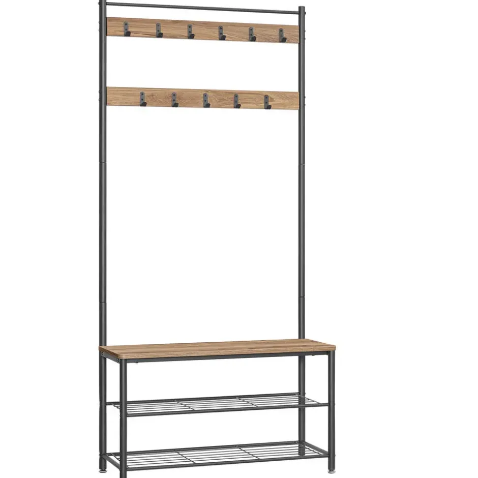 Garderoberek XL met Schoenenbank, Kapstok, H 175 cm en B 85 cm, Ashwood