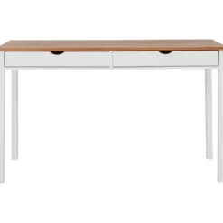 Gava - Bureau met 2 laden wit en naturel grenen